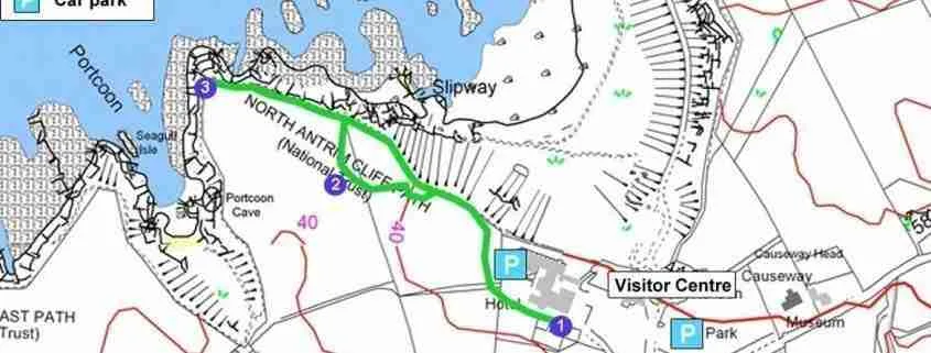 Giants Causeway: la mappa del percorso Green Trail