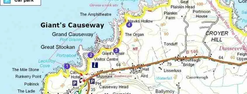 Giants Causeway: la mappa del percorso Yellow Trail